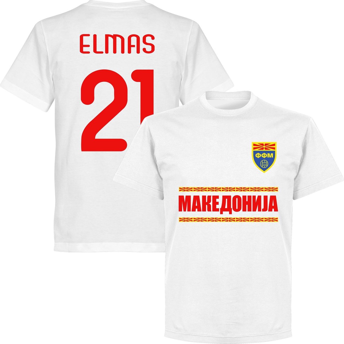 Noord Macedonië Elmas 21 Team T-Shirt - Wit - Kinderen - 140