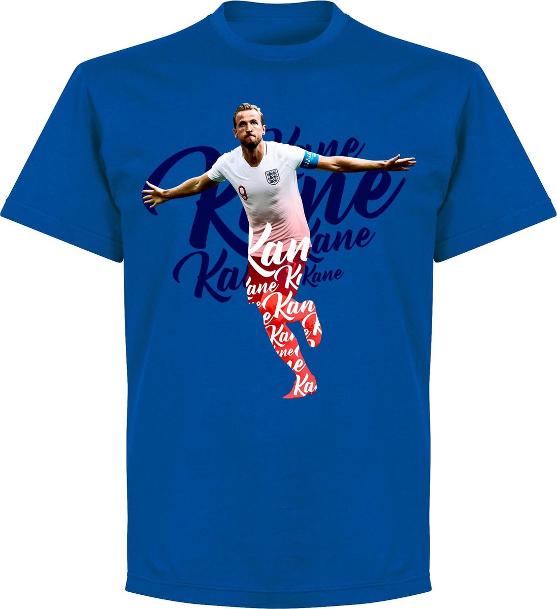 Kane Engeland Script T-Shirt - Blauw - Kinderen - 104