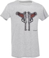 D.five T-shirt Luger Guns Heren Katoen Grijs Maat L