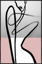 JUNIQE - Poster met kunststof lijst Player -30x45 /Grijs & Roze