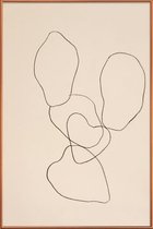 JUNIQE - Poster met kunststof lijst Cactus -60x90 /Bruin & Ivoor