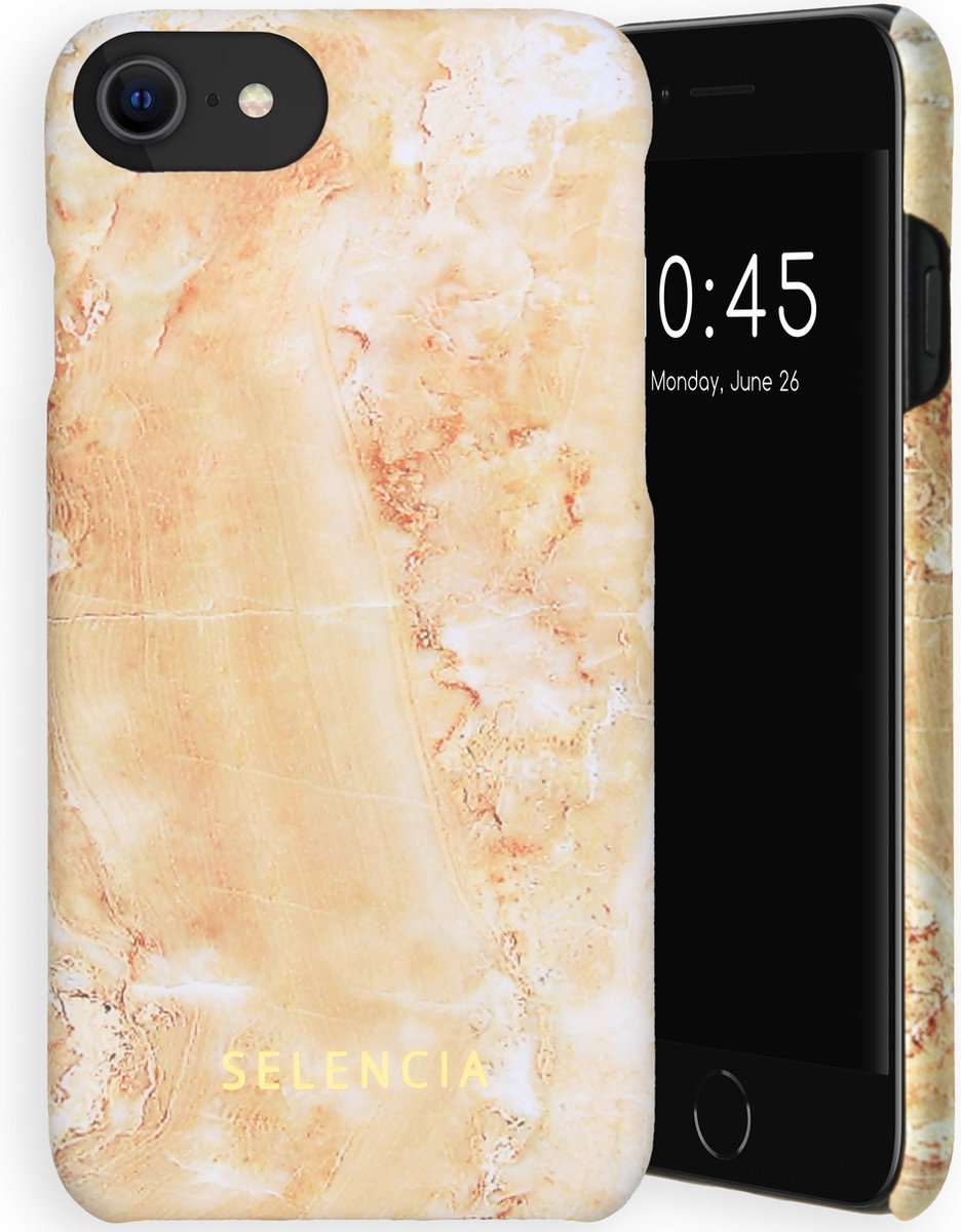 Selencia Maya Fashion Backcover iPhone SE (2022 / 2020) / 8 / 7 / 6(s) hoesje - Marble Sand
