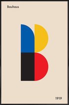 JUNIQE - Poster in kunststof lijst B for Bauhaus -40x60 /Blauw & Ivoor
