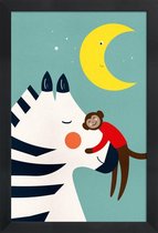 JUNIQE - Poster met houten lijst Goodnight Hug -13x18 /Kleurrijk