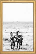 JUNIQE - Poster met houten lijst Double Stripes -13x18 /Wit & Zwart