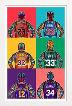 JUNIQE - Poster in houten lijst NBA-legendes pop art -60x90 /Kleurrijk