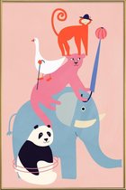 JUNIQE - Poster met kunststof lijst Animal Pyramid -13x18 /Kleurrijk