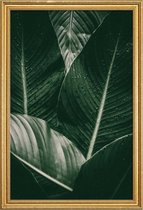 JUNIQE - Poster met houten lijst Palm Drops -13x18 /Grijs & Ivoor