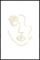 JUNIQE - Poster met kunststof lijst Petal gouden -40x60 /Goud & Wit