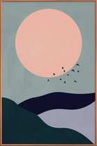 JUNIQE - Poster met kunststof lijst Tidal -30x45 /Grijs & Groen