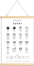 JUNIQE - Posterhanger Sushi infographic -30x45 /Wit & Zwart