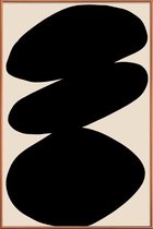 JUNIQE - Poster met kunststof lijst Pebbles -60x90 /Grijs & Ivoor