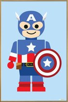 JUNIQE - Poster met kunststof lijst Capitan America Speelgoed -13x18