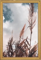 JUNIQE - Poster met houten lijst Grass I -20x30 /Bruin & Wit