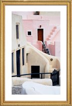 JUNIQE - Poster met houten lijst Roze Santorini, Griekenland -60x90