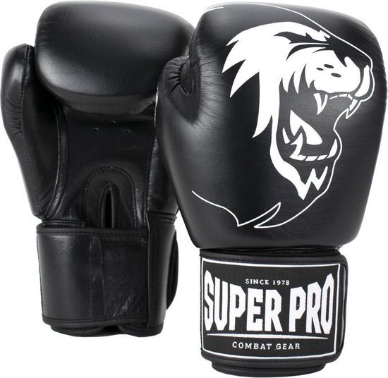 Foto: Super pro combat gear warrior lederen kick bokshandschoenen zwart roze 12oz