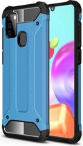 Samsung Galaxy A21s Hoesje Shock Proof Hybride Back Cover Lichtblauw