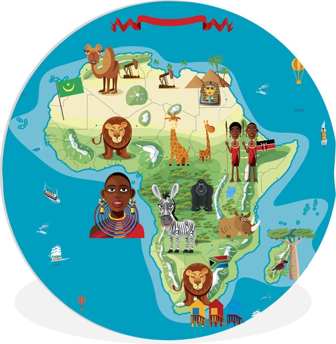 Bol Com Wandcirkel Cartoon Map Afrika Illustratie Vancartoonkaart Vancontinent Afrika