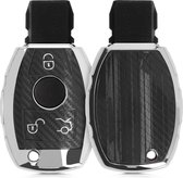 kwmobile autosleutelhoes voor Mercedes Benz 2-3-knops autosleutel (alleen Keyless Go) - TPU sleutelcover in zilver - Carbon design