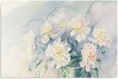 Schilderij Witte bloemen in pot, 4 maten