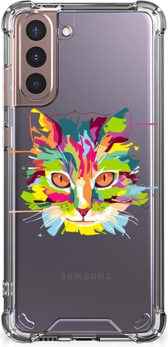 Back Cover voor Samsung Galaxy S21 Plus Stevig Bumper Hoesje Cat Color