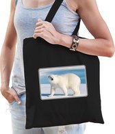 Dieren tasje met ijsberen foto - zwart - voor volwassenen - natuur / ijsbeer cadeau tas