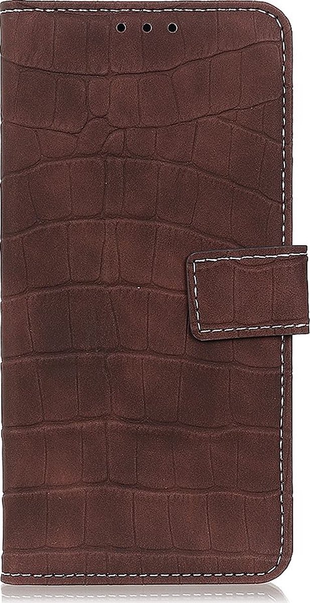 Mobigear Telefoonhoesje geschikt voor Samsung Galaxy A52s 5G Hoesje | Mobigear Croco Bookcase Portemonnee | Pasjeshouder voor 3 Pasjes | Telefoonhoesje voor Pinpas / OV Kaart / Rijbewijs - Bruin