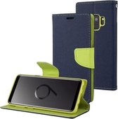 GOOSPERY FANCY DAGBOEK voor Galaxy S9 Cross Texture Horizontale Flip Leren Case met Kaartsleuven & Portemonnee & Houder (Marineblauw)
