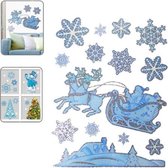 Kerstserie Sneeuw en Slee Kerstman Patroon Glitter Raamstickers, Afmeting: 41cm * 29cm