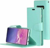 GOOSPERY SONATA DAGBOEK Horizontale leren flip-hoes voor Galaxy S10, met houder en kaartsleuven en portemonnee (mintgroen)