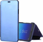 Mirror Clear View Horizontale Flip PU lederen tas voor Galaxy A8 Star, met houder (blauw)