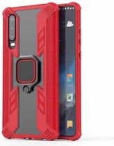 Iron Warrior schokbestendige pc + TPU beschermhoes voor Huawei P30, met ringhouder (rood)