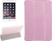 Horizontale leren flip-case met zijdetextuur en drie-uitklapbare houder voor iPad Mini 2019 (roze)