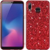 Glitter poeder schokbestendig TPU beschermhoes voor Galaxy A6s (rood)