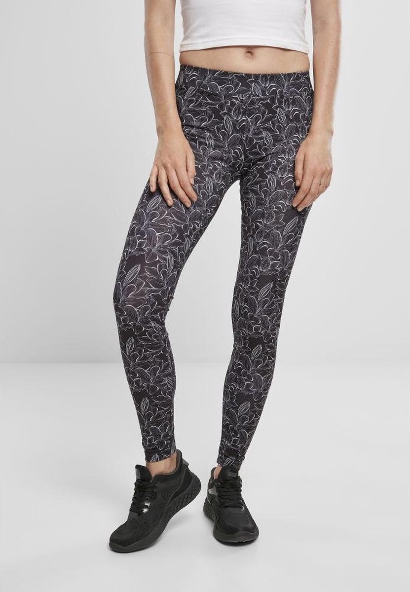 Urban Classics AOP Hibiscus Legging S Zwart