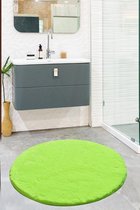 Nerge.be | Havai Round Neon Green 90x90 cm | %100 Acrylic - Handmade | Badmat Set | Antislip | Washable in the Machine | Soft surface