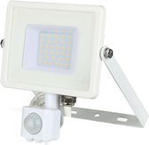 SAMSUNG - LED Bouwlamp 30 Watt met Sensor - LED Schijnwerper - Nicron Dana - Helder/Koud Wit 6400K - Mat Wit - Aluminium
