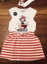 Disney Minnie Mouse jurk - Zeemeermin - met veegpailletten - rood - maat 104 (4 jaar)