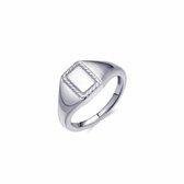 Jewels Inc. - Ring - Chevalière Rectangulaire avec Finition Torsadée - 11mm - Taille 58 - Argent Rhodié 925