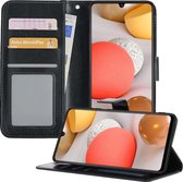 Hoesje Geschikt voor Samsung A42 Hoesje Book Case Hoes Wallet Cover - Hoes Geschikt voor Samsung Galaxy A42 Hoesje Bookcase Hoes - Zwart