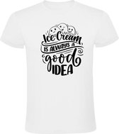 Icecream is always a good idea Heren t-shirt | ijs | softijs | possitive thinking | good vibes | grappig | cadeau | Wit