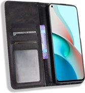 Xiaomi Redmi Note 9T Portemonnee Hoesje Vintage Look Kunst Leer Zwart