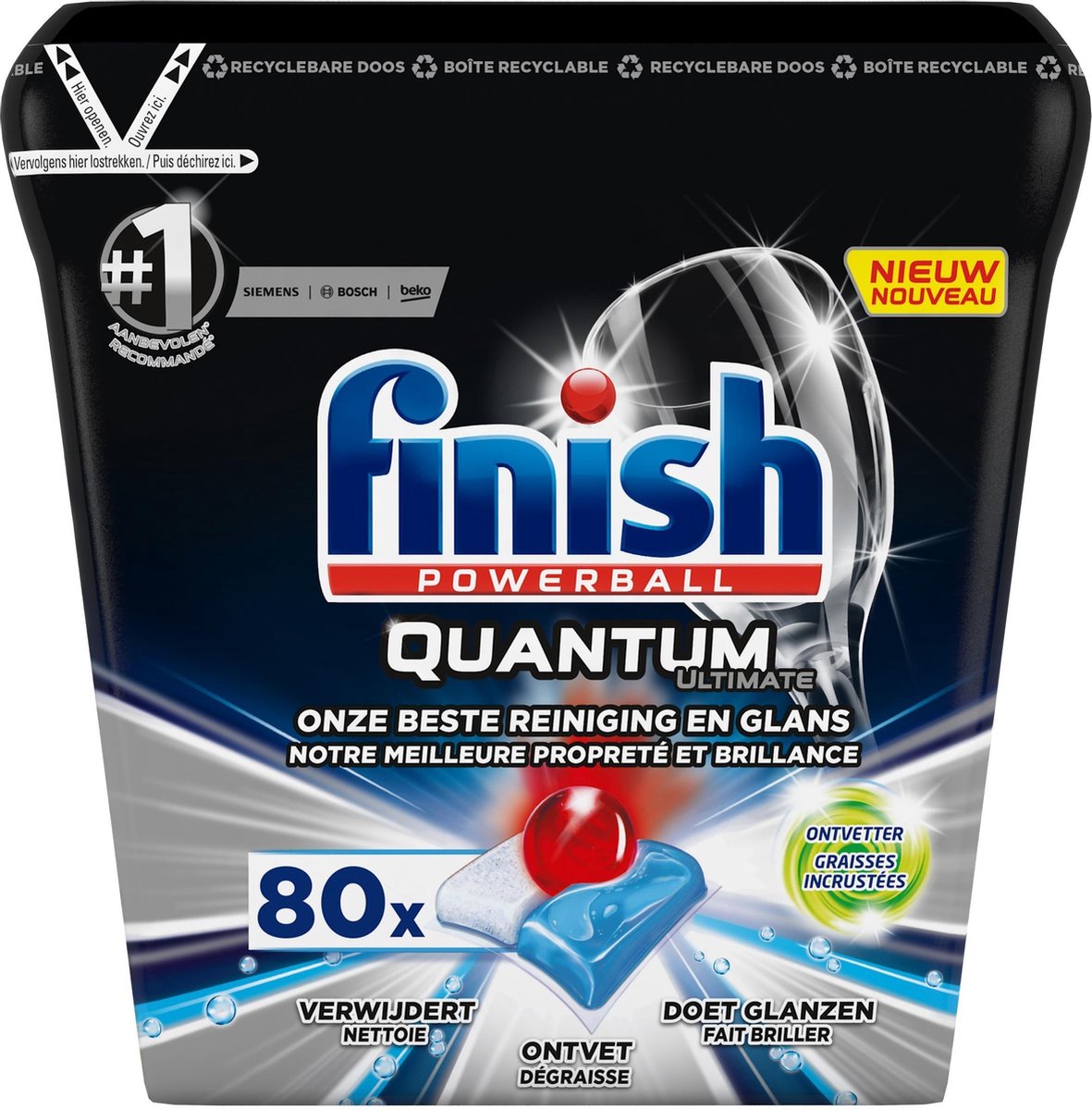 Finish Quantum Ultimate Ontvetter Vaatwastabletten - 80 Stuks (Case)