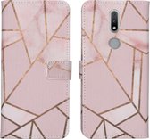 iMoshion Hoesje Geschikt voor Nokia 2.4 Hoesje Met Pasjeshouder - iMoshion Design Softcase Bookcase - Meerkleurig / Pink Graphic