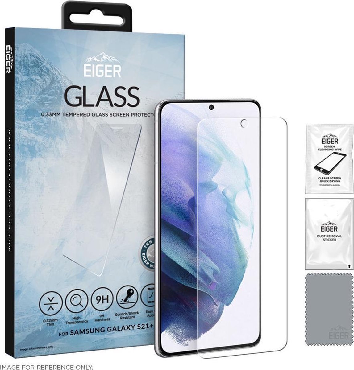 Eiger Tempered Glass Case Friendly Plat Geschikt voor Samsung Galaxy S21 Plus