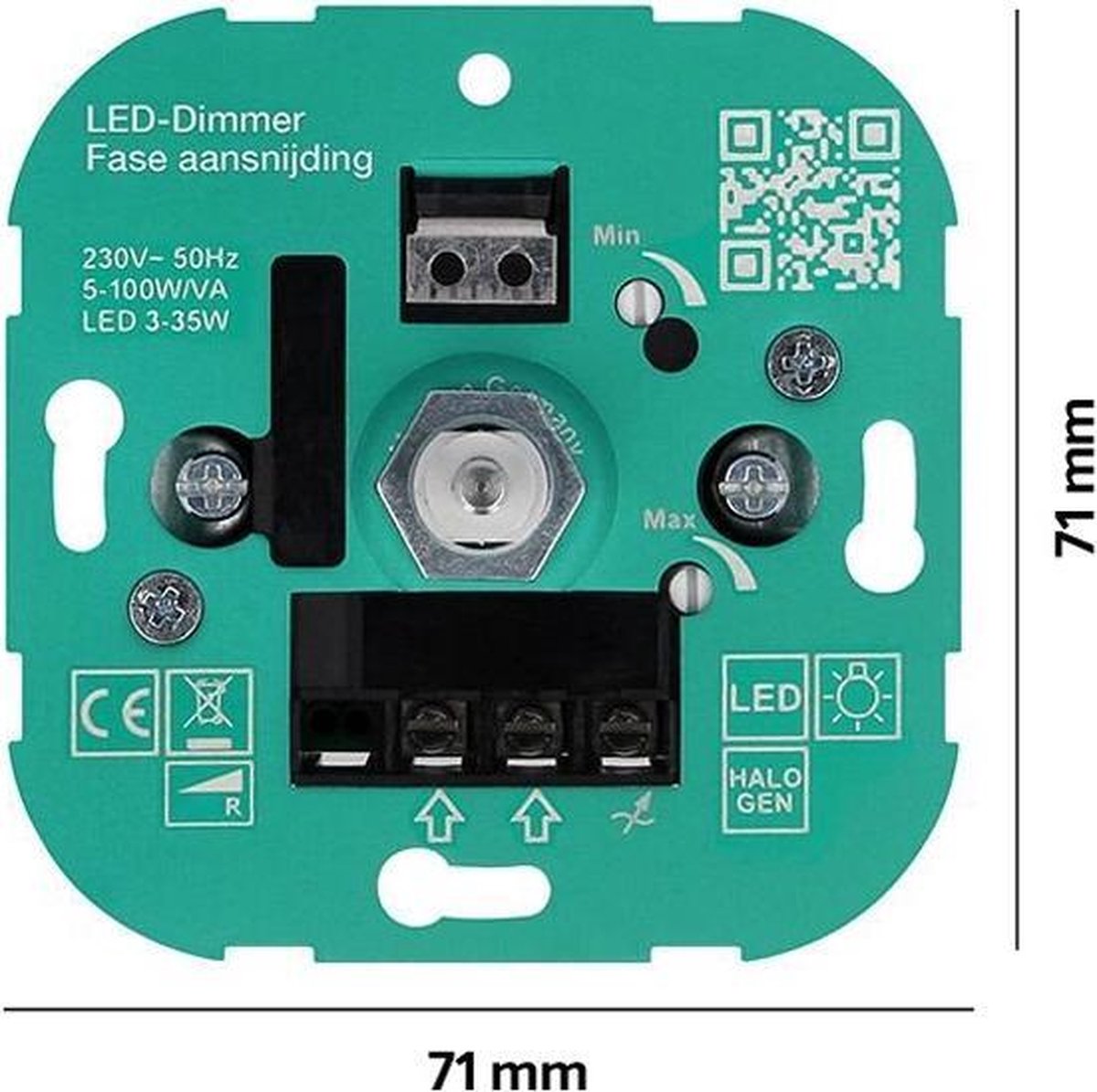 LED Dimmer Inbouw (T37) 335W 230V Fase aansnijding