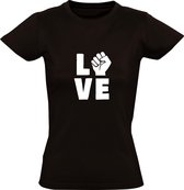 Love vuist dames  t-shirt | liefde | huwelijk | vrijgezel | relatie | scheiding | hartje | kado | Zwart