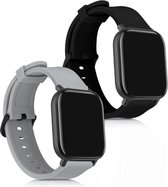 kwmobile 2x armband voor Huami Amazfit GTS / GTS 2 / GTS 2e / GTS 3 - Bandjes voor fitnesstracker in zwart / grijs