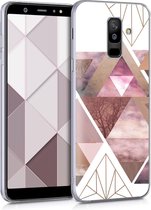 kwmobile telefoonhoesje voor Samsung Galaxy A6+/A6 Plus (2018) - Hoesje voor smartphone in poederroze / roségoud / wit - Glory Driekhoeken design