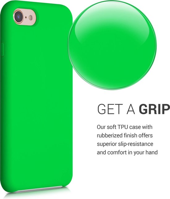 Étui de téléphone kwmobile pour Apple iPhone 7 / 8 / SE (2020) - Étui avec revêtement en silicone - Étui pour smartphone en vert fluo
